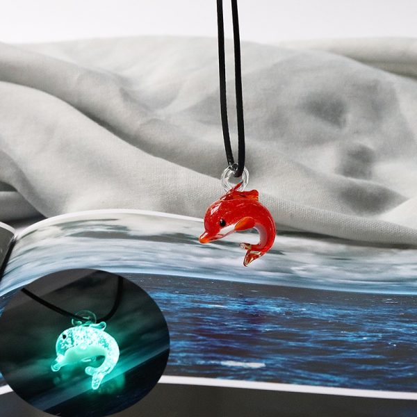 Dolphin Glow Glass Necklace Versatile Creative Collar Neckchain