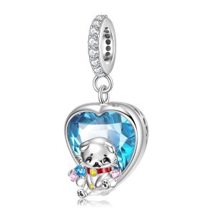 Original Design Sad Cat S925 Sterling Silver Pendant Synthetic Spinel Blue Bracelet Necklace Diy Pendant