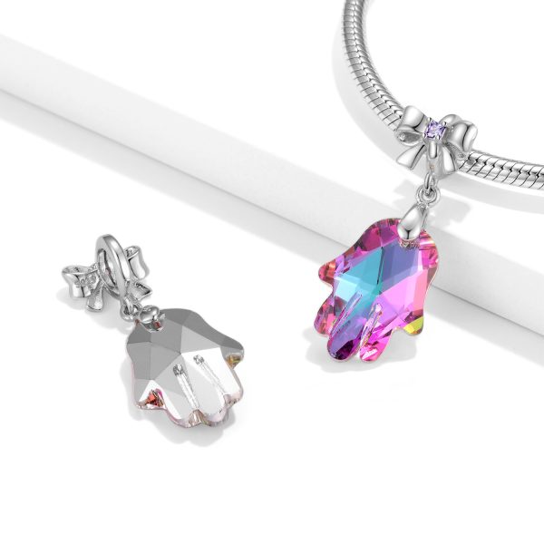 Purple Light Crystal 925 Silver Bow Necklace Bracelet Diy Pendant