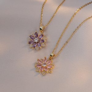 Women's Necklace Zircon Flower Niche Design