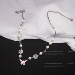 Butterfly Pearl Titanium Steel Necklace