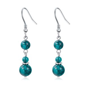 Turquoise Earrings for Women Sterling Silver Hooks Dangle Drop Earrings for Girls Gifts