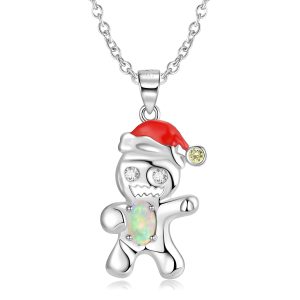 Creative Christmas Snowbread Man S925 Sterling Silver Necklace Fashion Y2K Qianxi Style Collar Chain