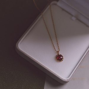 Exquisite Vintage Garnet Necklace S925 Sterling Silver