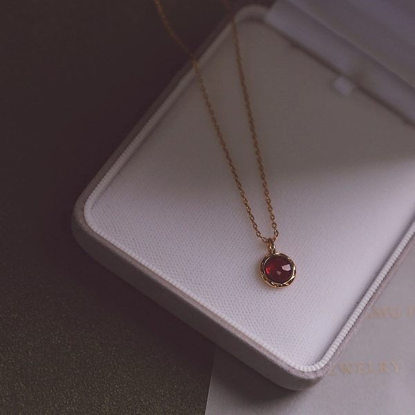 Exquisite Vintage Garnet Necklace S925 Sterling Silver