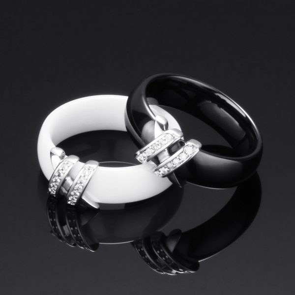 Creative Black Double X Diamond Titanium Steel Ring