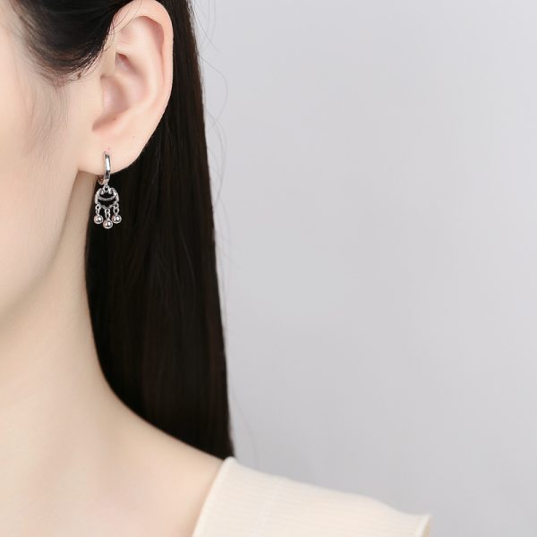 S925 Sterling Silver Safety Lock Earrings Fashion National Fashion