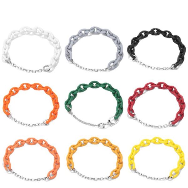 Solid Color Ins Wind Basic Beads X Bracelet DiyS925 Sterling Silver Accessories Hard Rubber Buckle