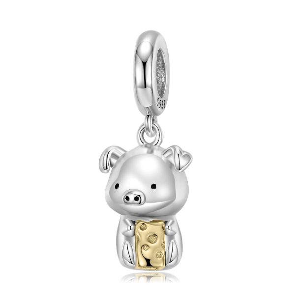 Cute Piggy Pendant 925 Silver 14K Gold Ins Style Diy Accessories