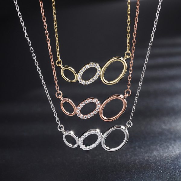 Women's S999 Sterling Silver Three-ring Necklace