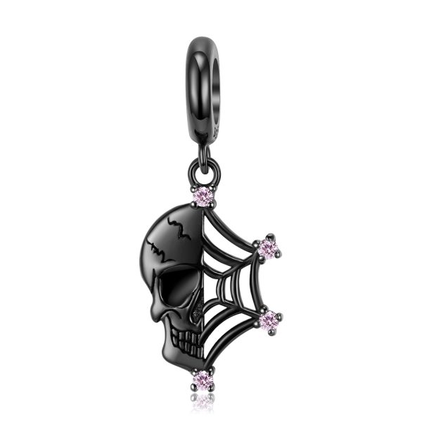 Spider Web Skull Pendant European And American Fashion S925 Sterling Silver Bracelet Accessories