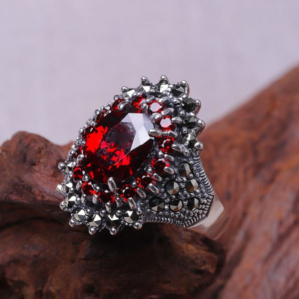 Women's Cut Pomegranate Red Ring