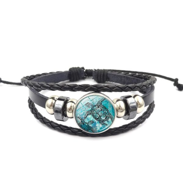 Marine Life Time Stone Bracelet Handmade Multi-layer Woven Leather Ornament