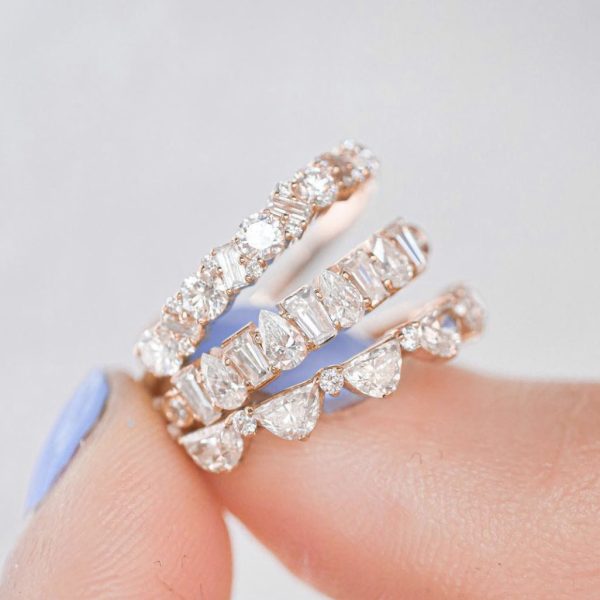 White Zirconium S925 Silver Row Diamond Ring