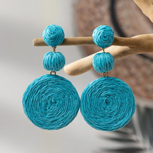 Fashion Colorful Rattan Earrings For Women