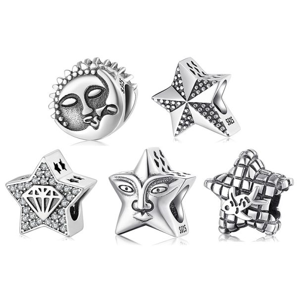 S925 Sterling Silver Beads Creative Hollow Series Beads DIY Bracelet Accessories Silver Jewelry Loose Beads