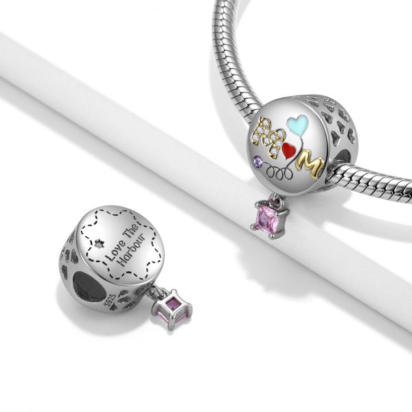 Love Hot Air Balloon S925 Sterling Silver Beads Mother's Day Necklace Bracelet Diy Accessories Beads