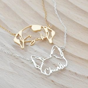 Stainless Steel English Letter Name Necklace DIY Hollowed Out Cat And Dog