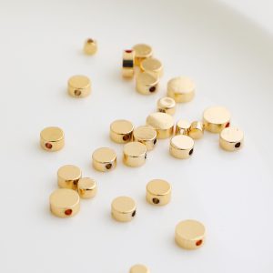 14K Gilded Glossy Round Cake Spacer Beads