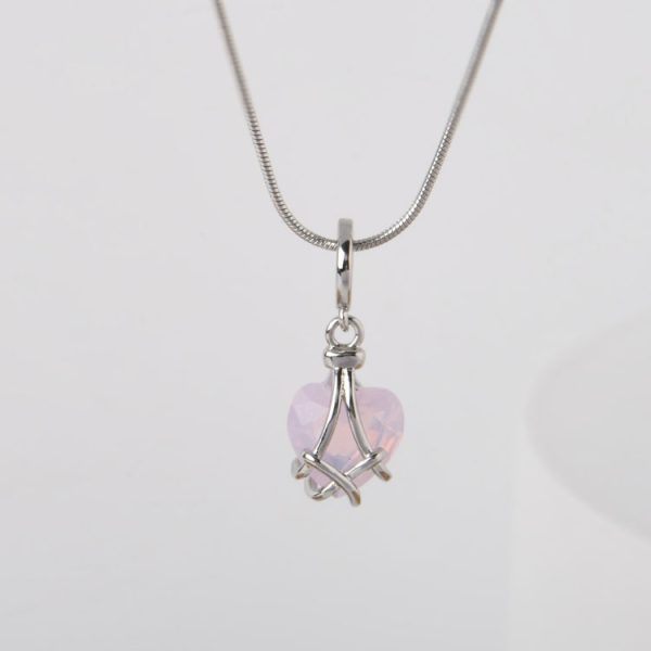 Cute Lucky Necklace Crystal Love Pendant Diamond Castle Heart-shaped Titanium Clavicle Chain Female