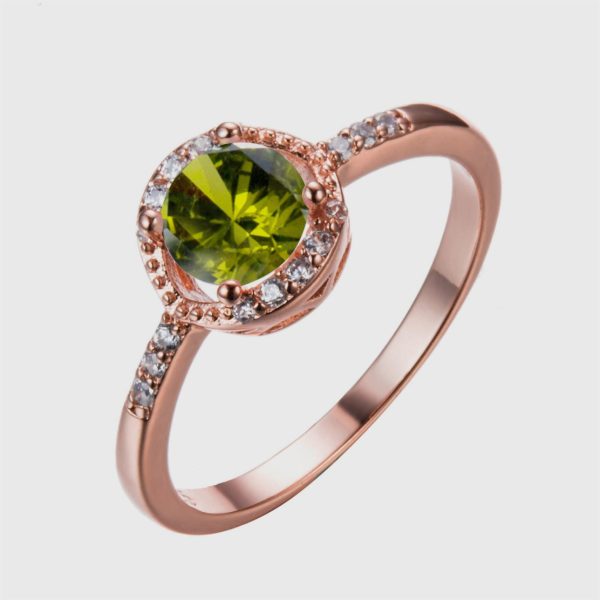 Zircon Women's Round Opal Ring Rose Gold Ring
