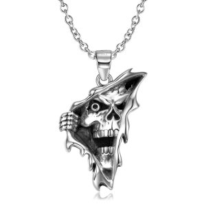 Original S925 Silver Skull Fragment Necklace With A Sense Of Niche Design