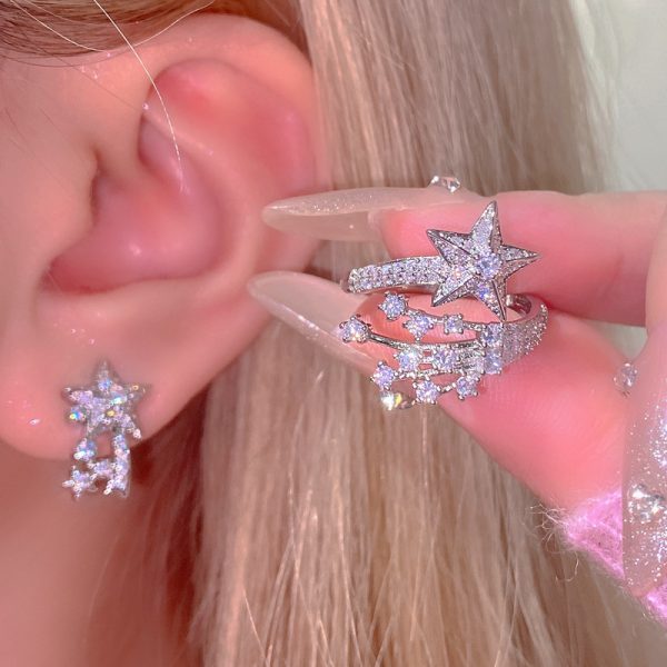 Cold Style Zircon XINGX Ring Earrings