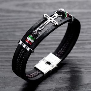 Men's Retro Creative Cross Multi-layer Woven Leather Bracelet