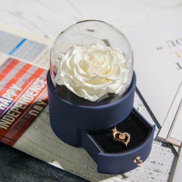 Yongsheng Rose Round Jewelry Box With Necklace For Birthdays And Valentine's Days Gift