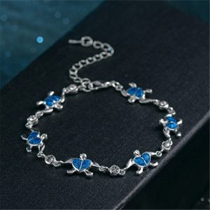 Silver Bracelet Classic Fashion Inlaid Opel OPAL Turtle Bracelet