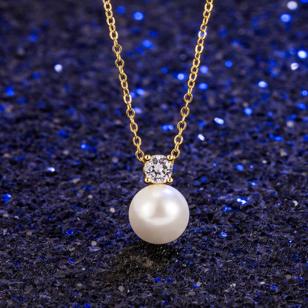 Women's Light Luxury Single Rhinestone Pearl Necklace