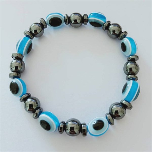 Colorful Flat Beads Black Stone Magnet Elastic Bracelet