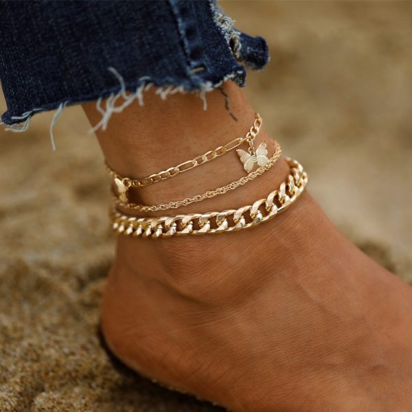 Fashion Personality Butterfly Simple Twin Style Anklet For Women