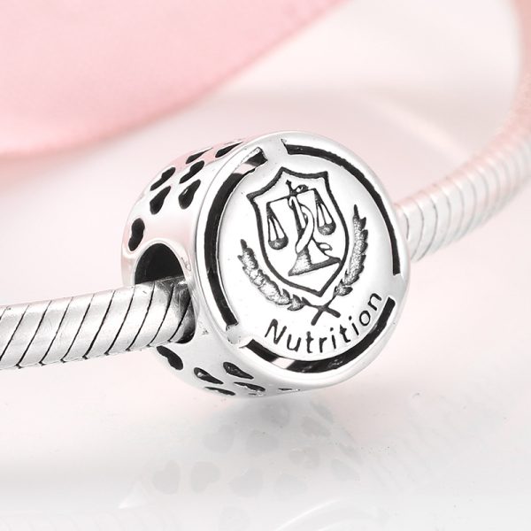 S925 Sterling Silver Beads Creative Hollow Professional English Series Beads