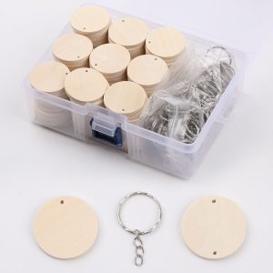 Keychain Accessories Boxed Single-hole Double-hole Round Wood Piece Combination Set