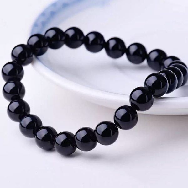 Black Agate Volcanic Rock Bracelet