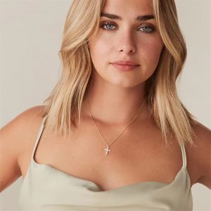 Hot New 925 Sterling Silver Necklace Cross Full Diamond Women's Collarbone Chain Wrapped Gold 14k Gold Pendant