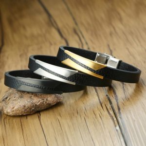 Stainless Steel Microfiber Leather Bracelet