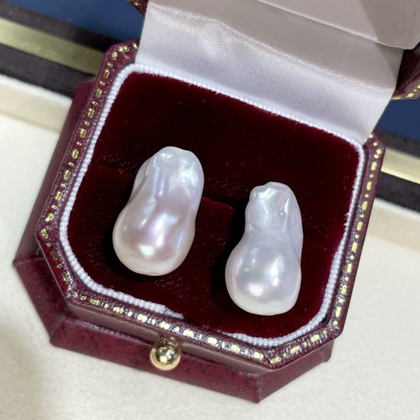 S925 Silver Ear Studs Natural Baroque Shaped Pearl Stud Earrings