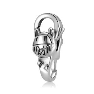 S925 Sterling Silver Plain Silver Cute Fortune Cat Lobster Buckle Accessories DIY Bracelet Buckle