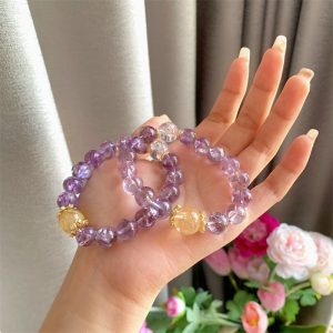 Purple Asai Ice Crushing Ice Towel Sequins Effect Crystal Bracelet