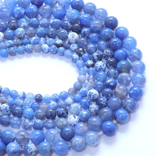 Dark Blue Fire Agate Stone Beads Grade A Agate Semi-finished Products Hand String Loose Beads