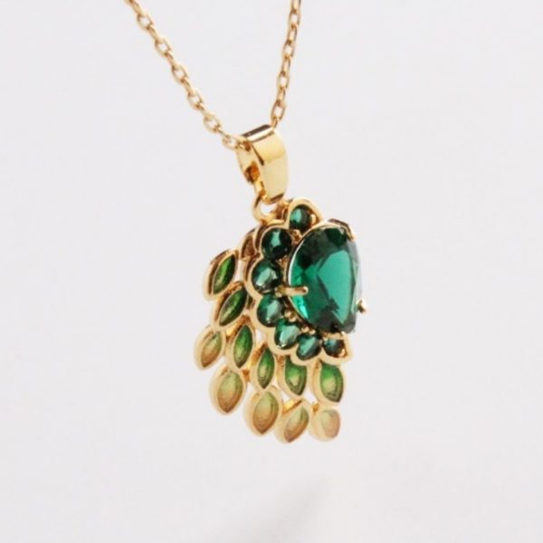 Autumn And Winter New Angel Green Wings Element Clavicle Chain Necklace Sweater Chain For Women