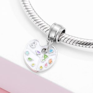 S925 Sterling Silver Beaded Pendant Pencil Brush Drawing Board String Bracelet Diy Accessories