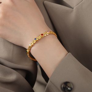 Light Luxury Personality Titanium Steel Diamond Titanium Steel Gold-plated Bracelet