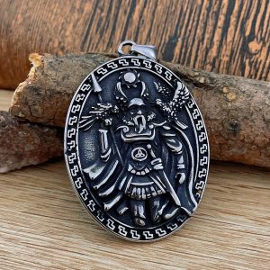 Vintage Aoding Viking Wolf Double-sided Titanium Steel Pendant