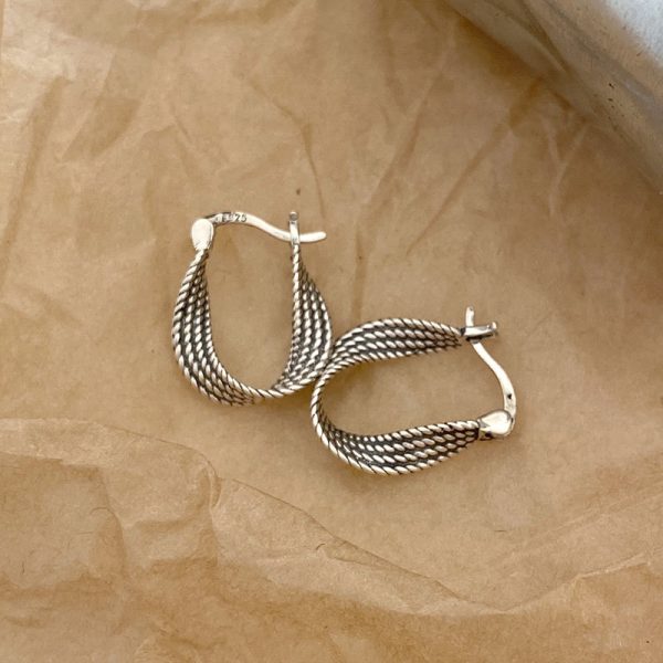 Twist Ear Clip S925 Sterling Silver Retro Twisted Eardrop Earring