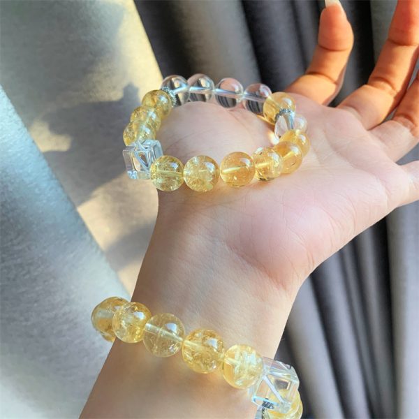 DIY Special-interest Design Citrine High-grade Cube Sugar White Crystal Bracelet