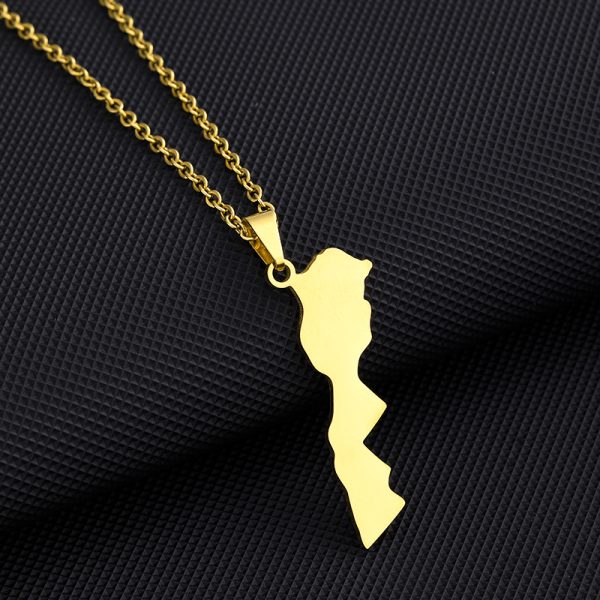 Morocco Map Pendant Stainless Steel Necklace