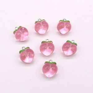 Resin Transparent Peach Fruit Pendant DIY Keychain Hair Accessories